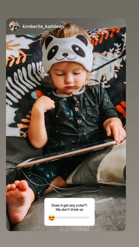 A parent's photo of their child wearing CozyPhones